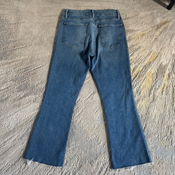 FRAME Le Crop Mini Boot jeans Raw Edge Cairo Blue Denim mid rise stretch 27 - Picture 7 of 7
